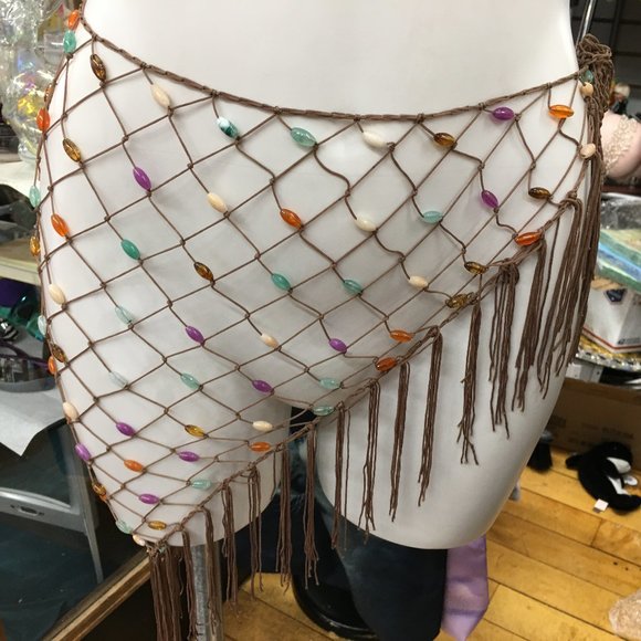 Hand Beaded Hip Scarf - Beach Wrap, Over Jeans Handmade Dr4 - Picture 2 of 7